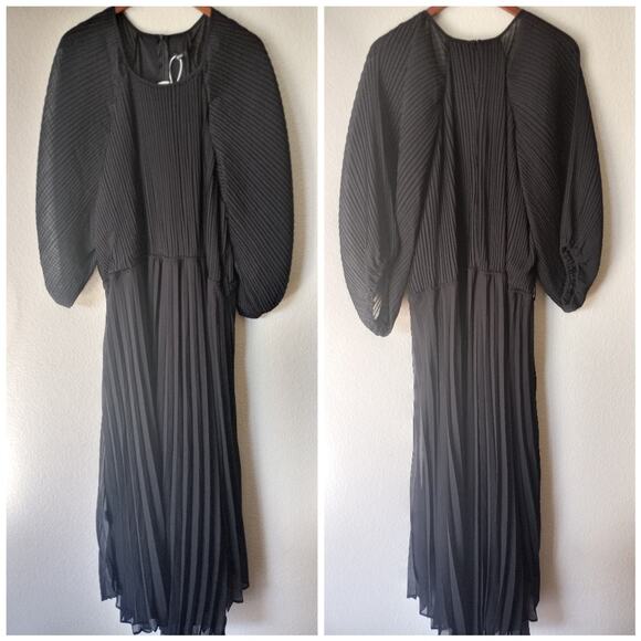 Boohoo Pleated Puff Sleeve Maxi Dress - Picture 4 of 12